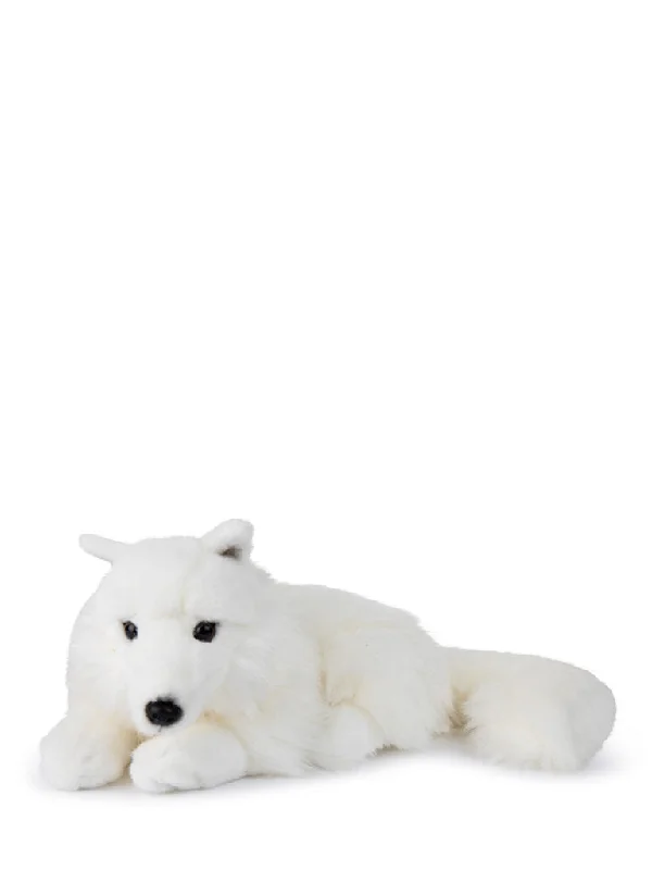 Sweet and innocent stuffed animalsWWF Artic fox lying Teddy bear