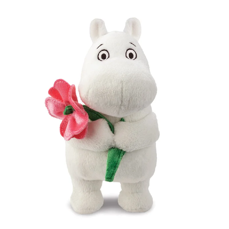 Adorable and charming plush figuresMoomin Standing with Pink Flower Soft Toy