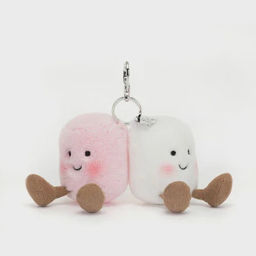Adorable and plush Jellycat emotional support friendsBag Charm Amuseables Pair of Marshmallows