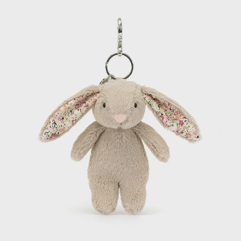 Cuddly and delightful Jellycat naptime buddiesBag Charm Bashful Bunny Blossom Beige