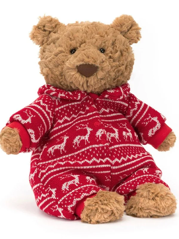 Adorable and gentle Jellycat friendsBartholemew Bear Winter Pyjamas