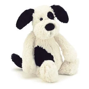 Fluffy and comforting Jellycat superior materialsBashful Black & Cream Puppy Small