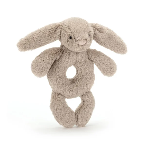 Huggable and charming Jellycat beloved by all ages.Jellycat Bashful Beige Bunny Ring Rattle