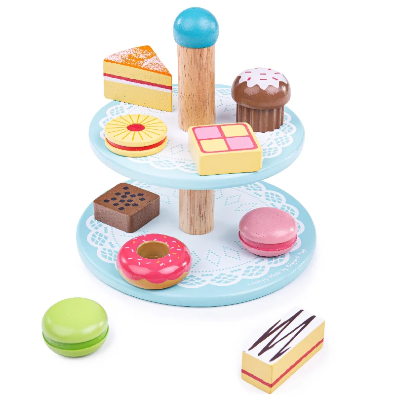 child-safe wooden toys                 Bigjigs Toys Wooden Cake Stand With Cakes