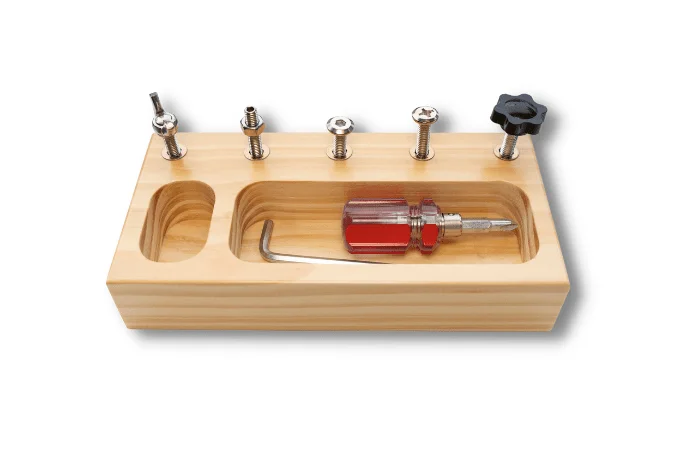 safe and non-toxic wooden toys for babies                   Bolt and Screw Activity Board