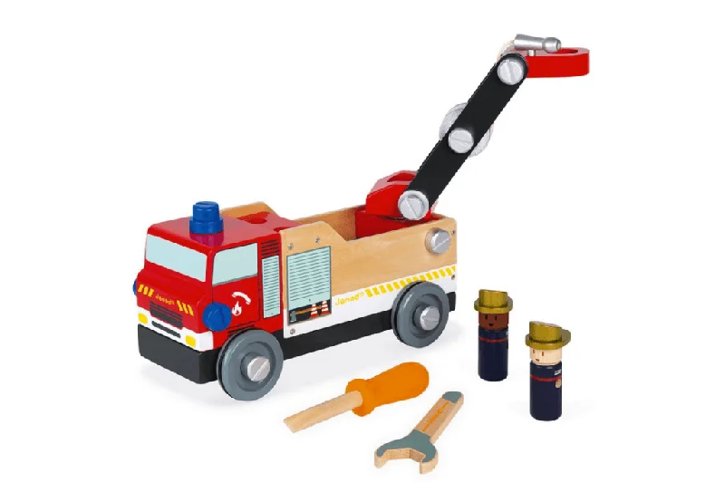durable wooden toys                  Brico'Kids Wooden Fire Truck