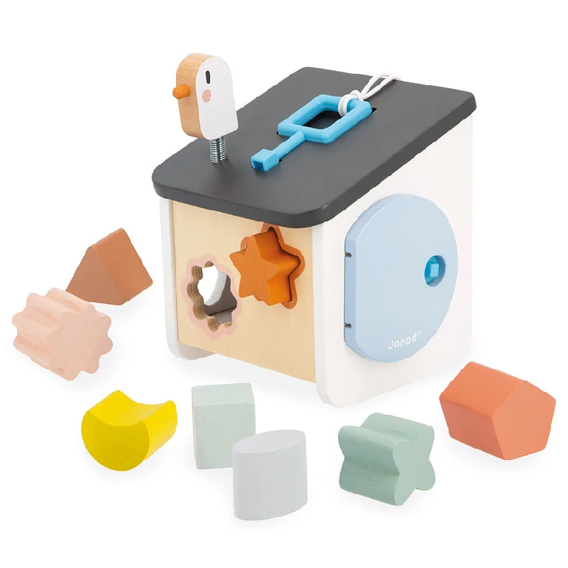 colorful and cheerful wooden toys                   Cocoon Bird House Shape Sorter