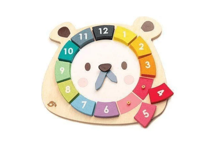 non-toxic wooden toys                   Colourful Bear Clock