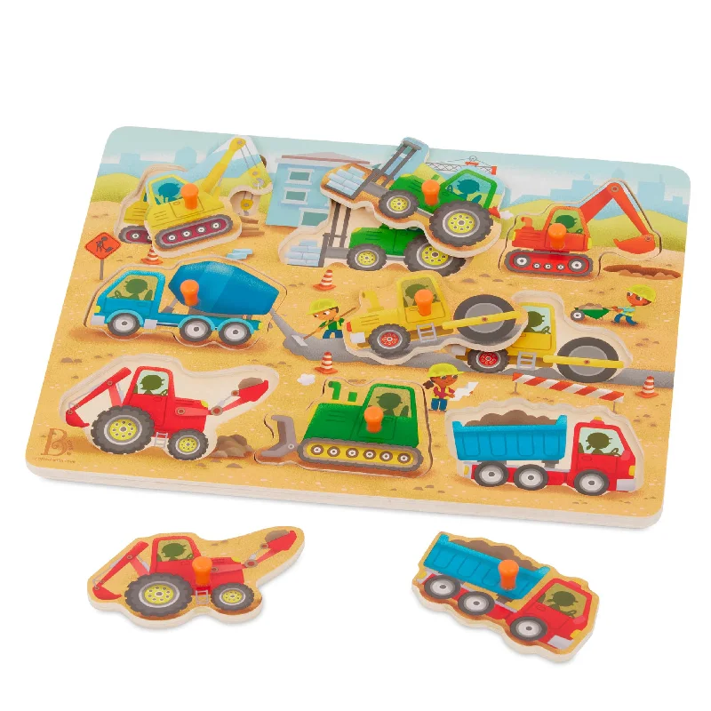 vibrant and colorful wooden toys for toddlers                   Construction Peg Puzzle