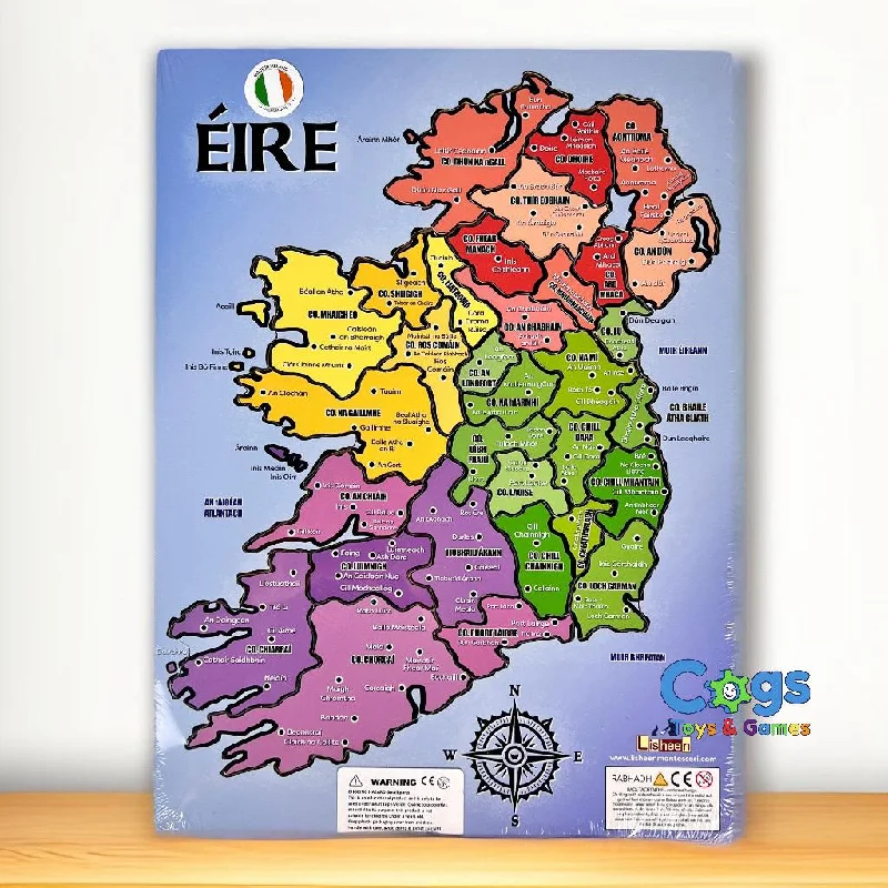 intricately designed wooden toys                 Counties of Ireland Wooden Jigsaw As Gaelige