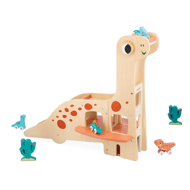 safe and appropriate wooden toys for young children                   Dino Garage