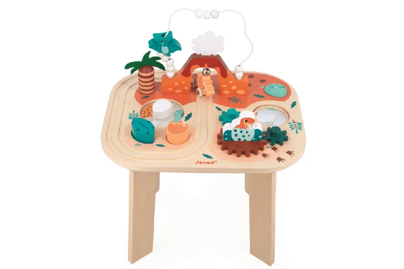 colorful and cheerful wooden toys                   Dino Wooden Activity Table