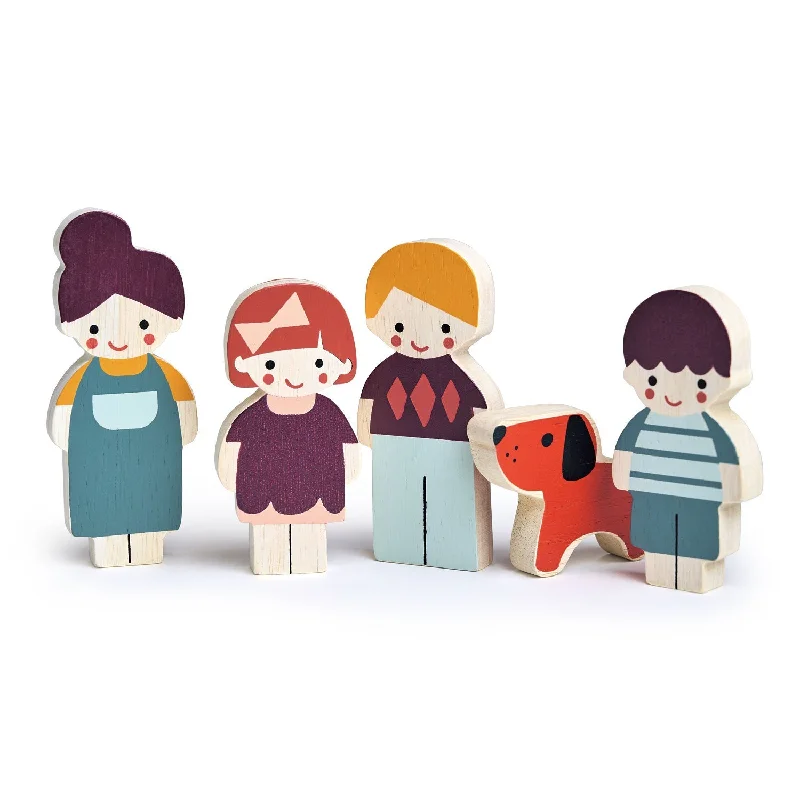 engaging wooden toys                   Doll Family with Dog