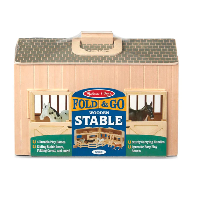 sturdy and long-lasting wooden toys for active play                   Fold & Go Stable Melissa & Doug