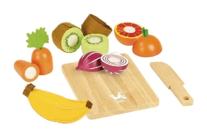 eco-friendly and sustainably made wooden toys                   Wooden Fruit & Vegetable Cutting Set