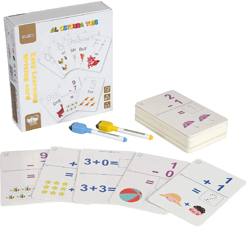 classic wooden toys for kids                Handwriting-Math cards  Write & Wipe