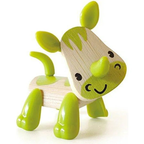eco-conscious and sustainable wooden toys for children                   Hape Mini-mals Rhino