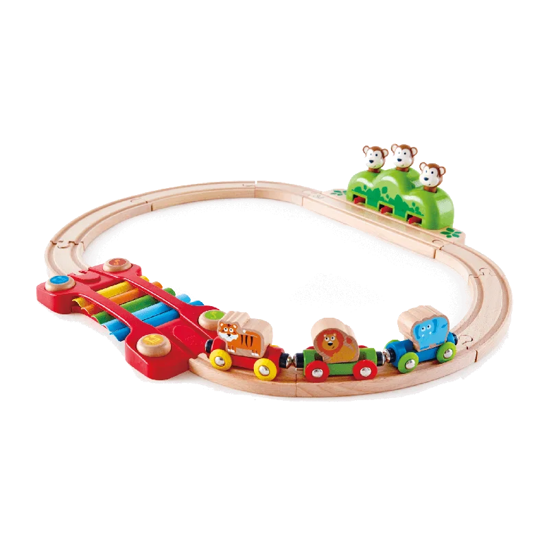 sustainable wooden toys                   Hape Music and Monkeys Toddler Railway Train