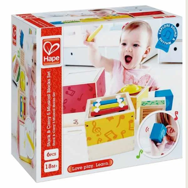 functional wooden toys               Hape Stacking Music Set