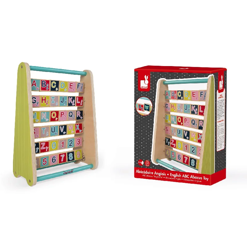 eco-friendly and sustainably made wooden toys                   Janod Baby Forest ABC Abacus Toy
