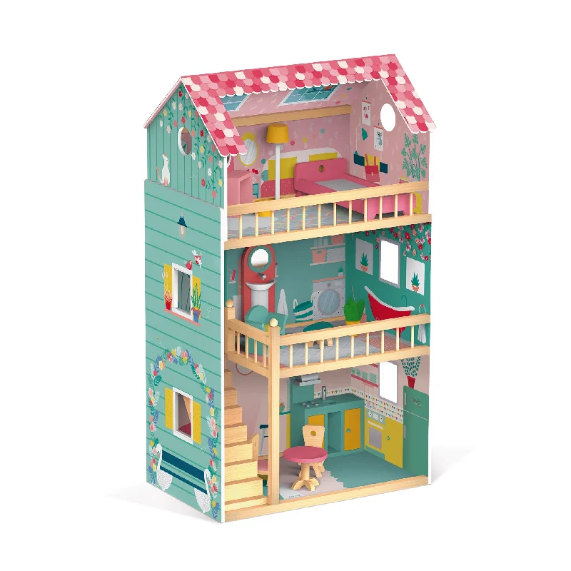 sustainably sourced wooden toys                   Janod Happy Day Doll's House