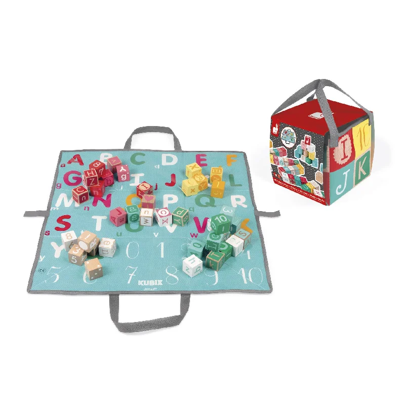 vibrant and colorful wooden toys for toddlers                   Janod Kubix 40 Letter + Number Blocks