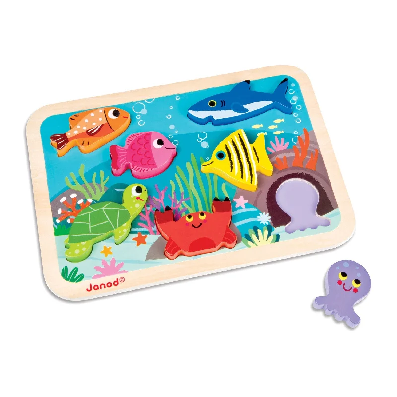 colorful wooden toys for toddlers             Janod Marine Chunky Puzzle