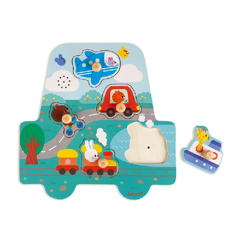 educational wooden toys                   Janod Musical Puzzle - Little Racers