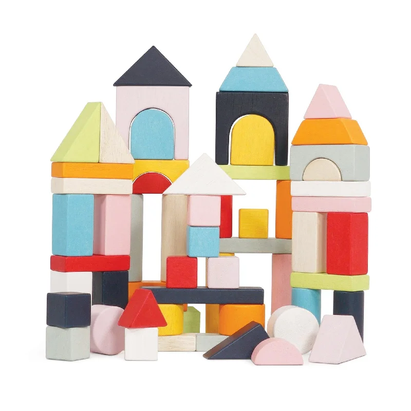 handcrafted wooden toys                  Le Toy Van 60 Wooden Building Blocks & Cotton Bag