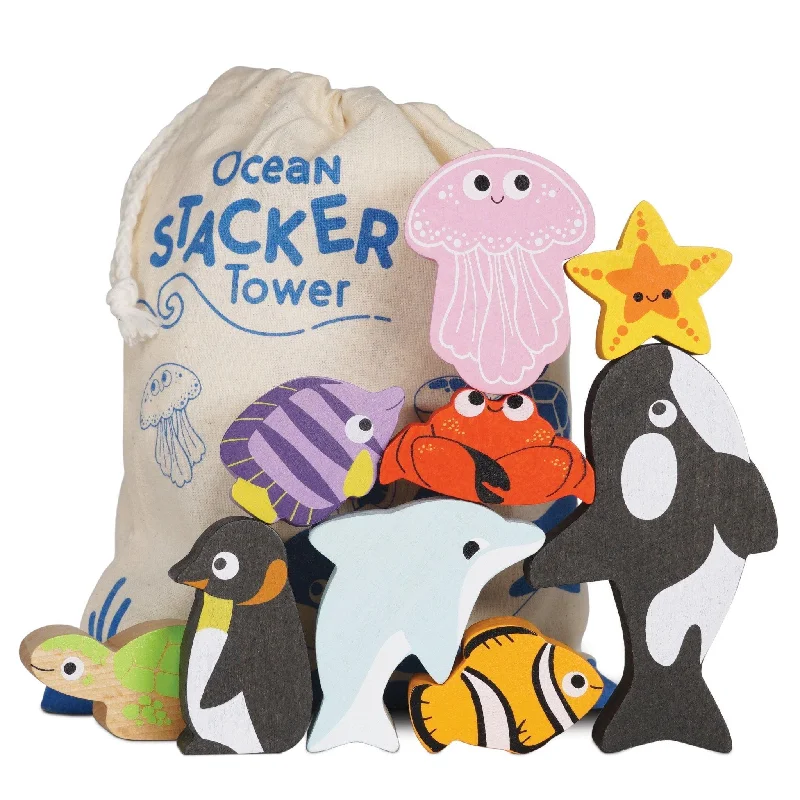 functional wooden toys               Le Toy Van Ocean Wooden Animal Stacking Toy