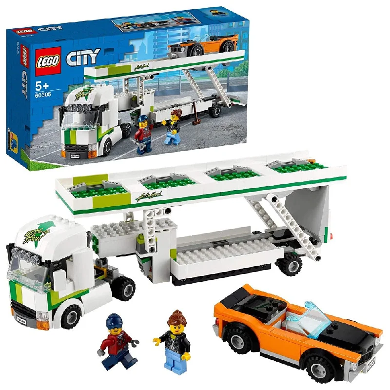 Offering interactive play LEGOLEGO City Great Vehicles Car Transporter Toy with Muscle Racing Car and Double Deck Trailer Building Blocks (60305)