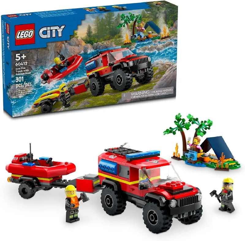 Fun-filled LEGO adventures60412 4x4 Fire Truck with Rescue Boat LEGO
