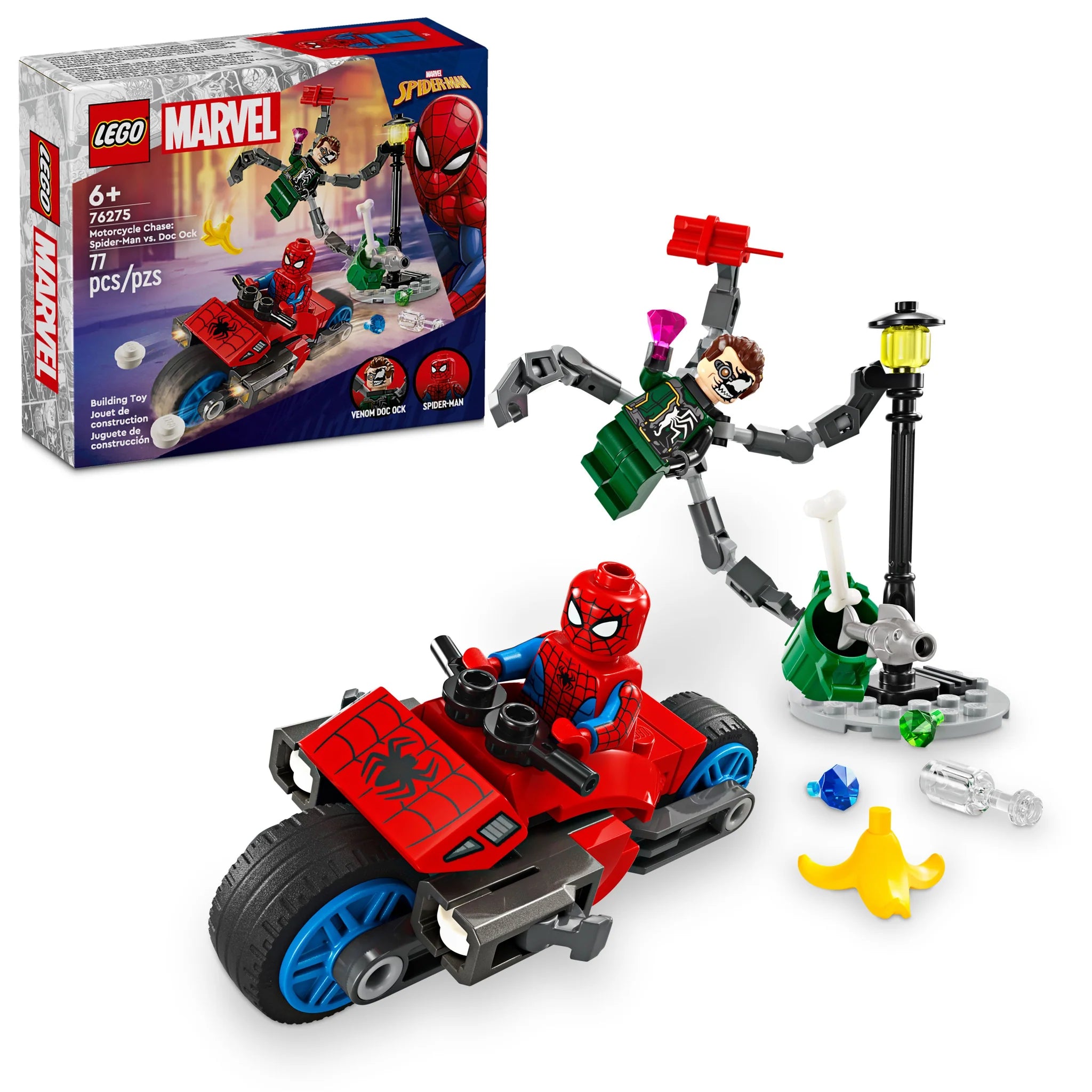 Reflecting diverse hobbies LEGO setsLEGO Marvel Motorcycle Chase: Spider-Man vs. Doc Ock Building Toy Set (76275) Reflecting diverse hobbies LEGO setsLEGO Marvel Motorcycle Chase: Spider-Man vs. Doc Ock Building Toy Set (76275)