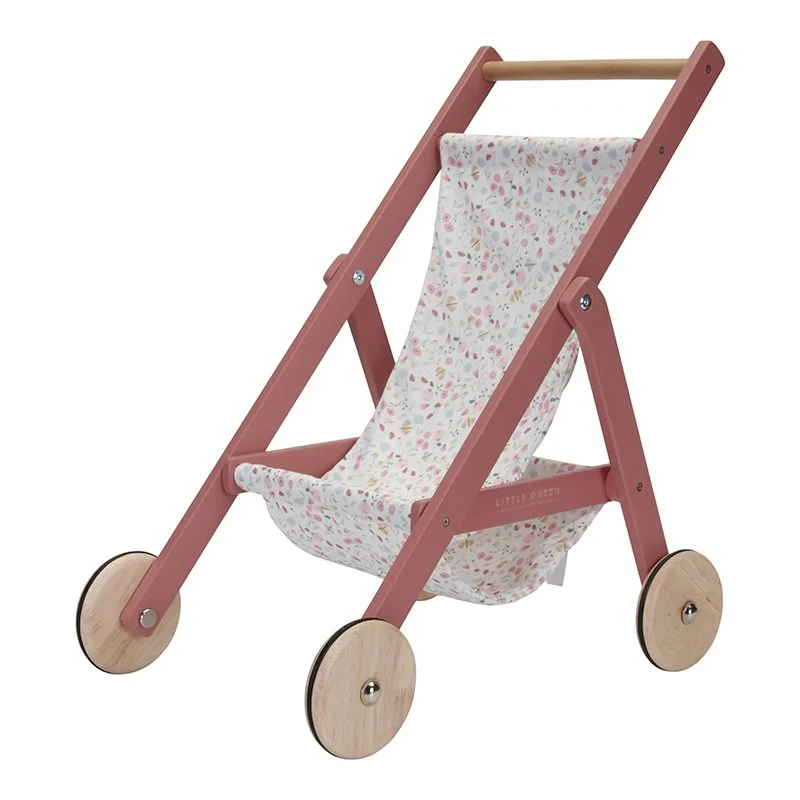 safe and non-toxic wooden toys for babies                   Little Dutch Doll Stroller - Flowers & Butterflies