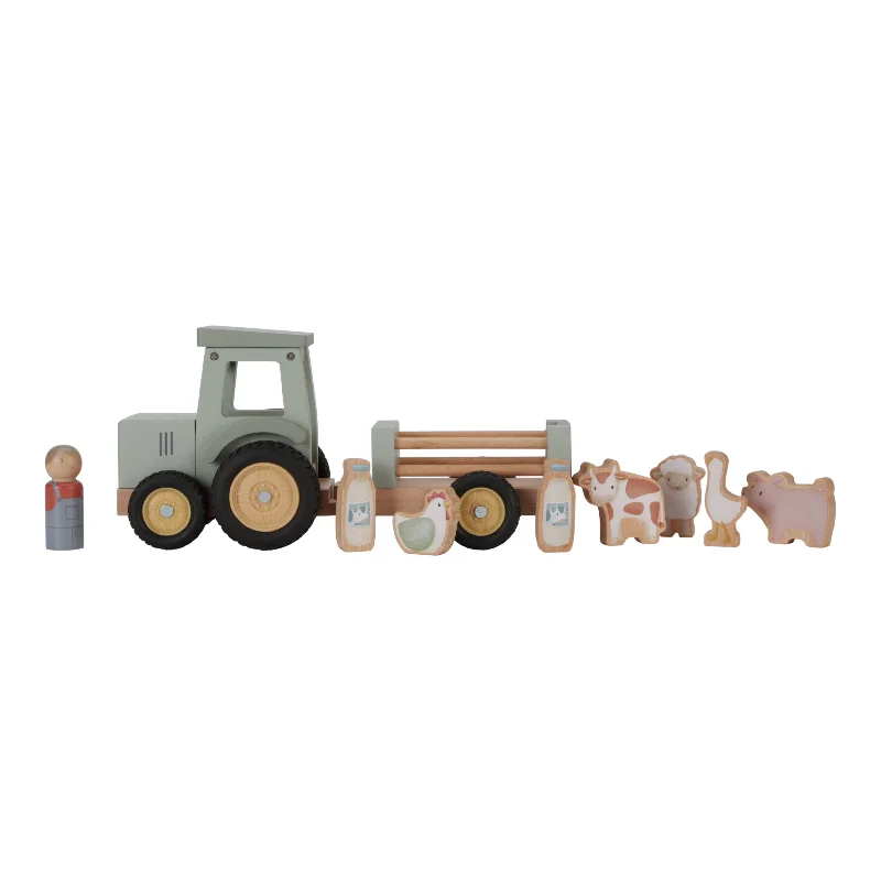 intricately carved wooden toys                   Little Dutch Tractor With Trailer Little Farm