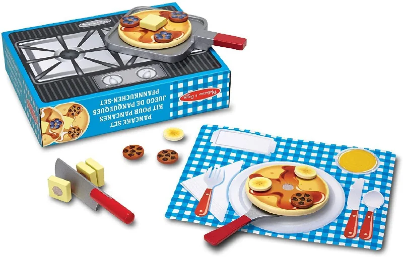 sturdy and long-lasting wooden toys for active play                   Melissa & Doug 19342 Flip & Serve Pancake Set - Wooden Play Food