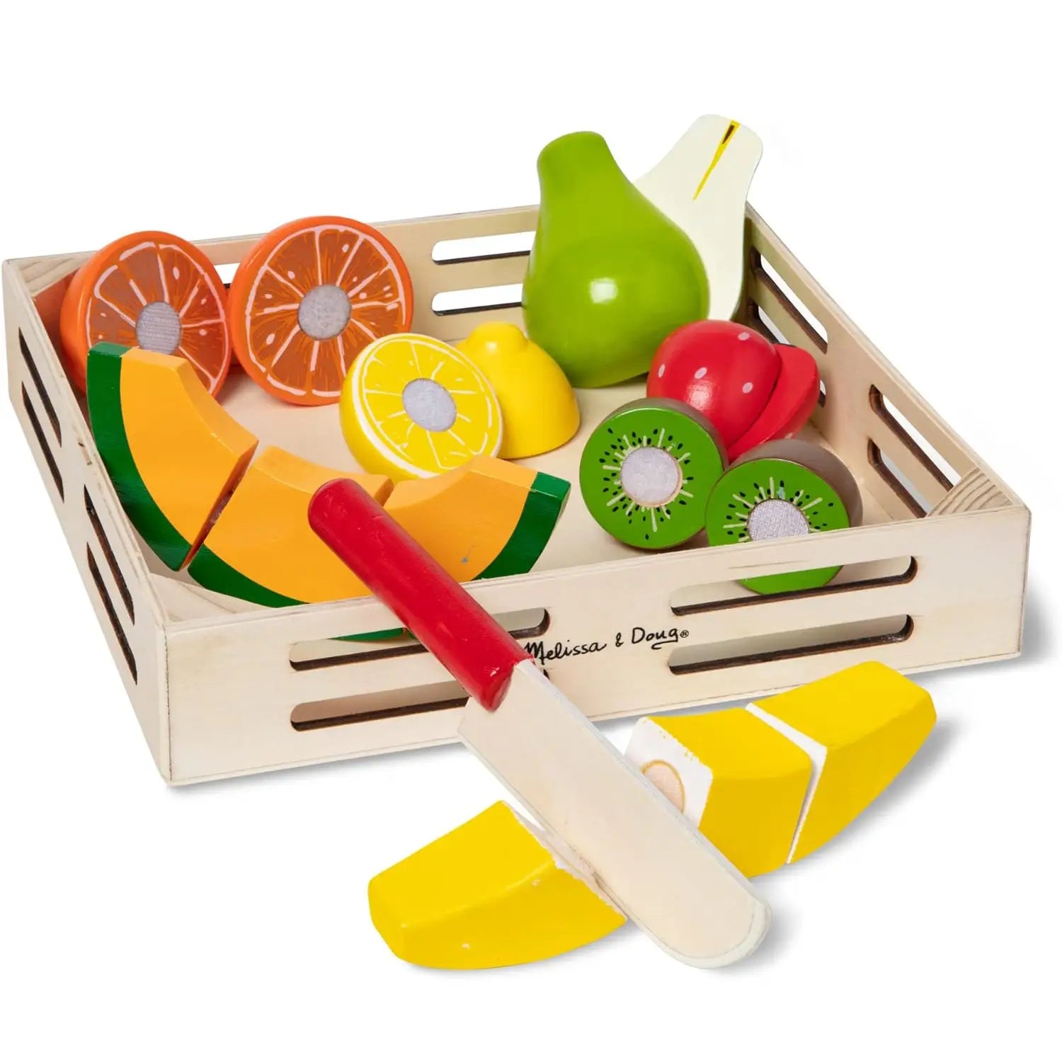 intricately designed wooden toys                 Melissa & Doug Cutting Fruit Set - Wooden Play Food
