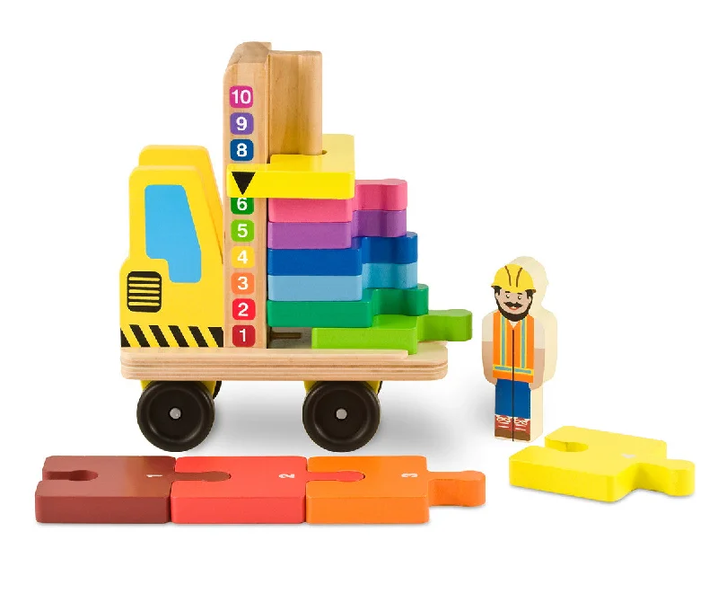 intricately carved wooden toys                   STACK & COUNT FORKLIFT