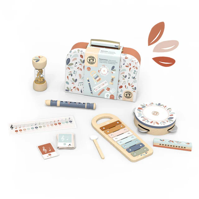 whimsical wooden toys                   Musical set in case Speedy Monkey