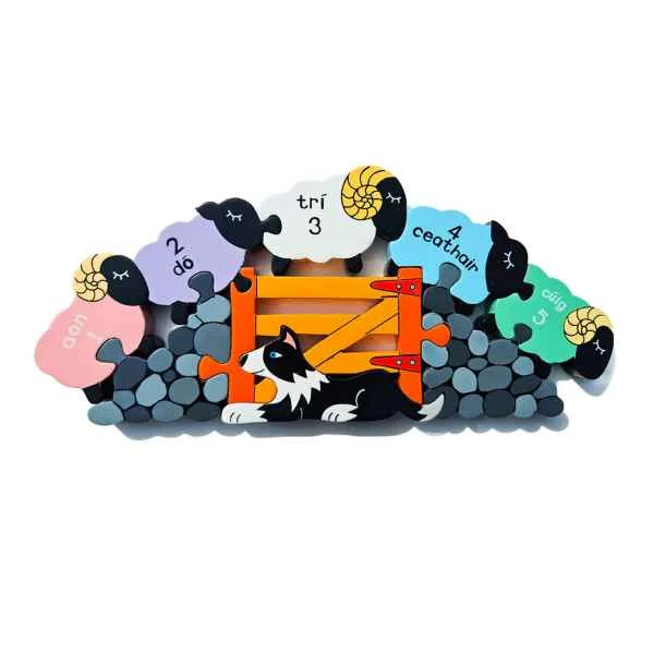 handcrafted wooden toys                  Number Sheep Row (As Gaeilge)