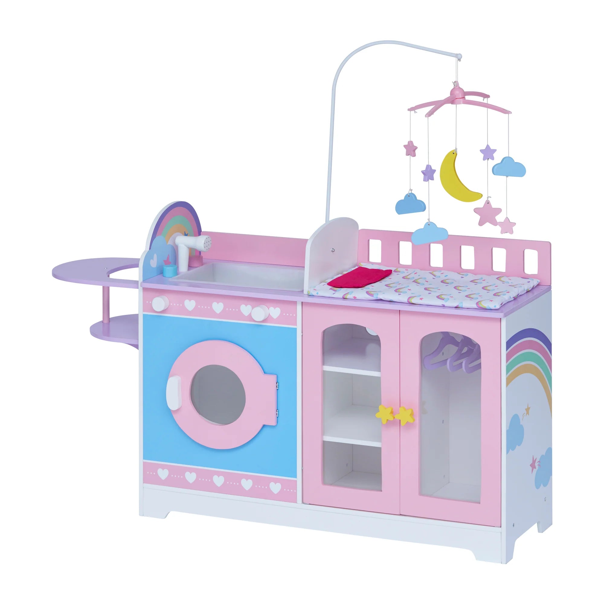 educational wooden toys                   Olivia's Little World Wooden 6-in-1 Kids Doll Changing Station Nursery Playset