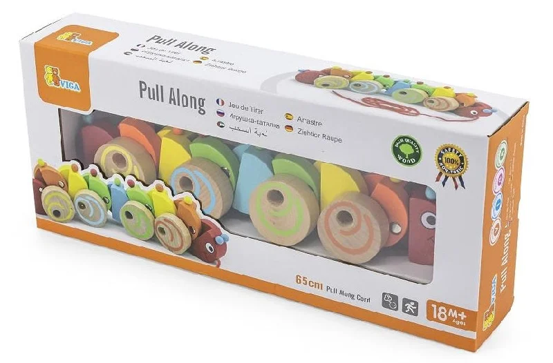durable wooden toys                  Pull Along Caterpillar - Viga