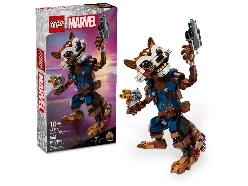 Beautifully crafted LEGO sculpturesRocket & Baby Groot