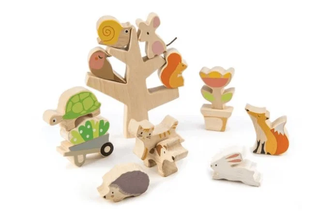 safe and appropriate wooden toys for young children                   Stacking Garden Friends