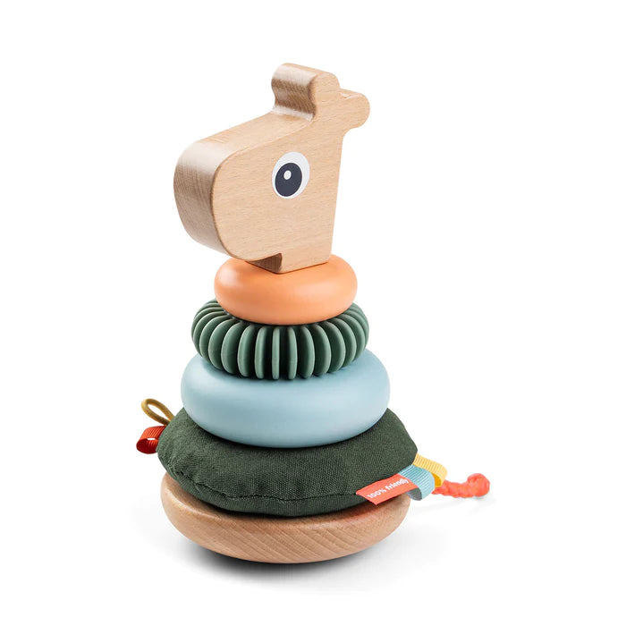 sturdy and long-lasting wooden toys for active play                   Stacking Tower - Raffi