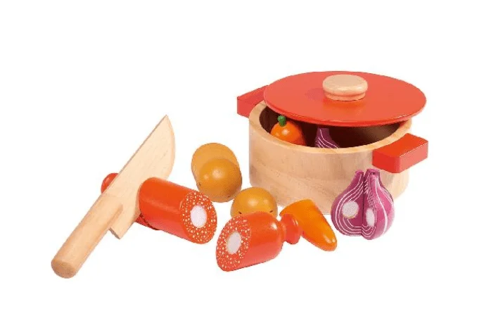 vibrant and colorful wooden toys for toddlers                   Stew Cutting Set by Walter