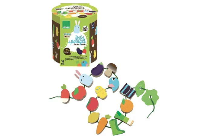 colorful wooden toys for toddlers             Vegetable Garden Bead Set by Vilac
