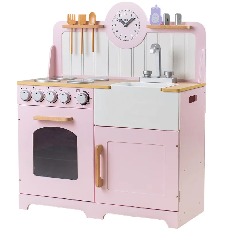 classic wooden toys for kids                Tidlo Country Wooden Play Kitchen - Pink