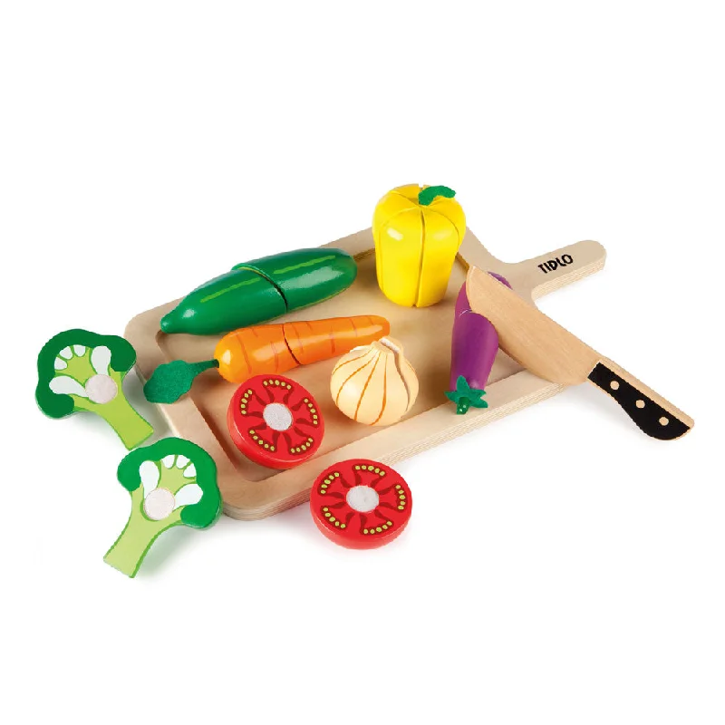 eco-friendly wooden toys made from sustainable materials                   Tidlo Cutting Vegetables Set