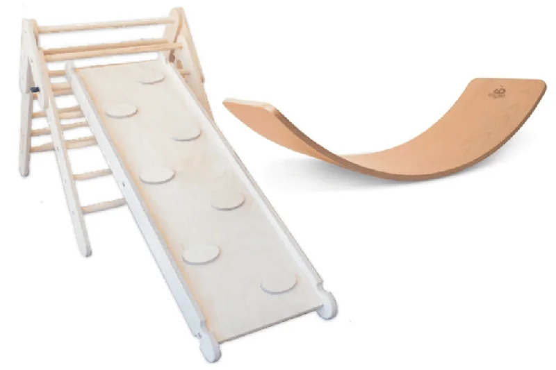 safe and non-toxic wooden toys for babies Climbing Bundle #3 - Kinderfeets Balance Board + Montessori Climbing Triangle + Ramp safe and non-toxic wooden toys for babies Climbing Bundle #3 - Kinderfeets Balance Board + Montessori Climbing Triangle + Ramp